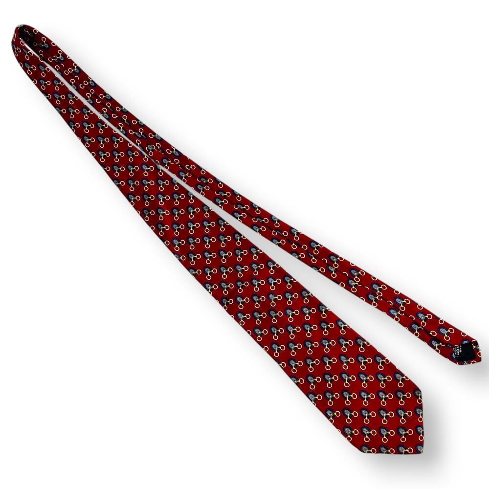 Paulo Gucci Red Blue Gold Mens Necktie 100% Silk Hand Finished